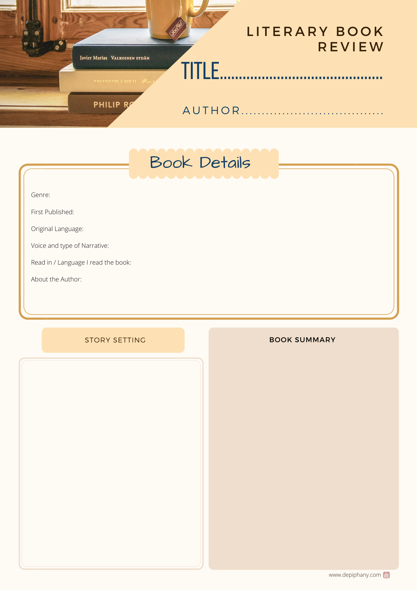 Literary review template, elegant